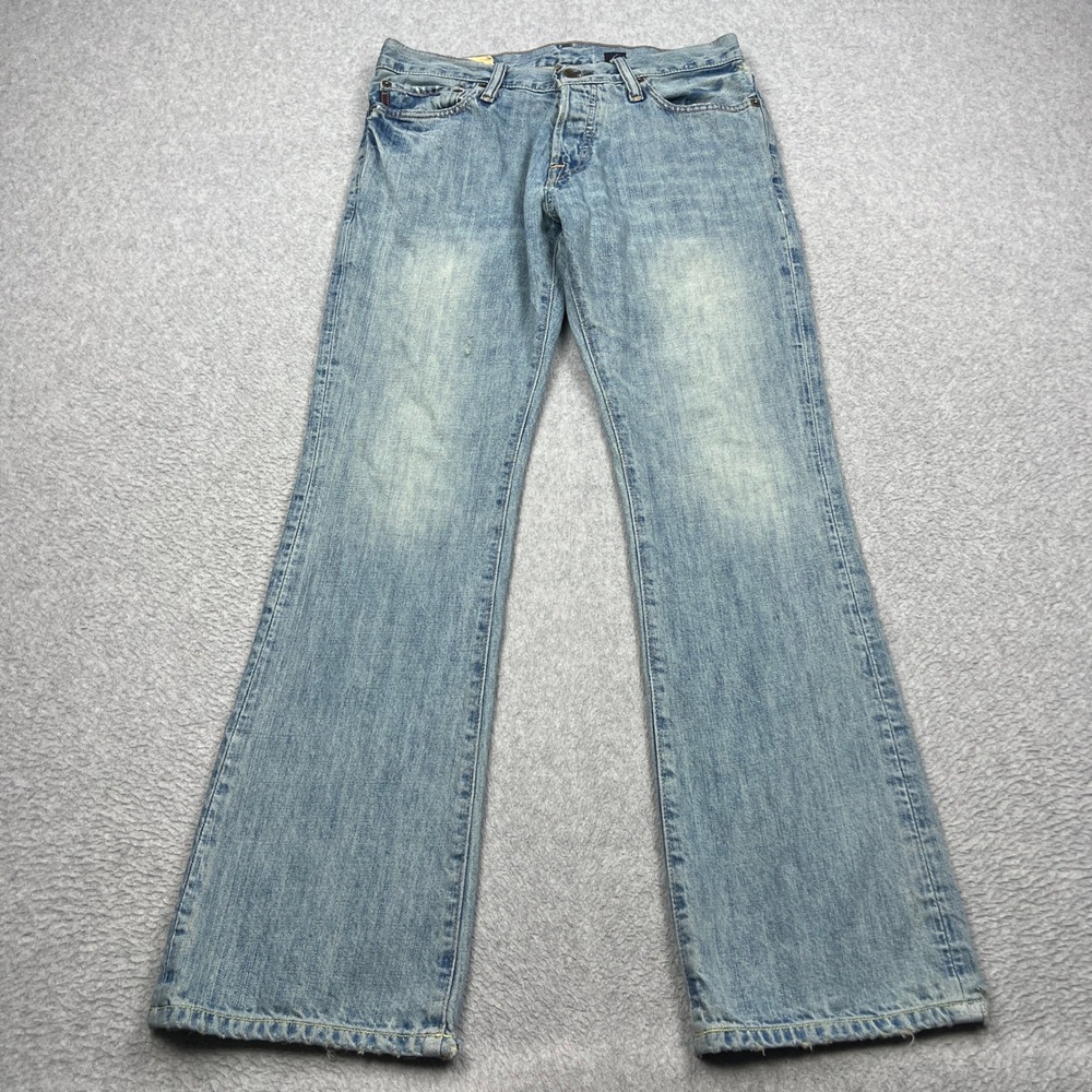 Abercrombie & Fitch Baxter Jeans Mens 30x30 Blue Low Rise Slim Boot Button Fly